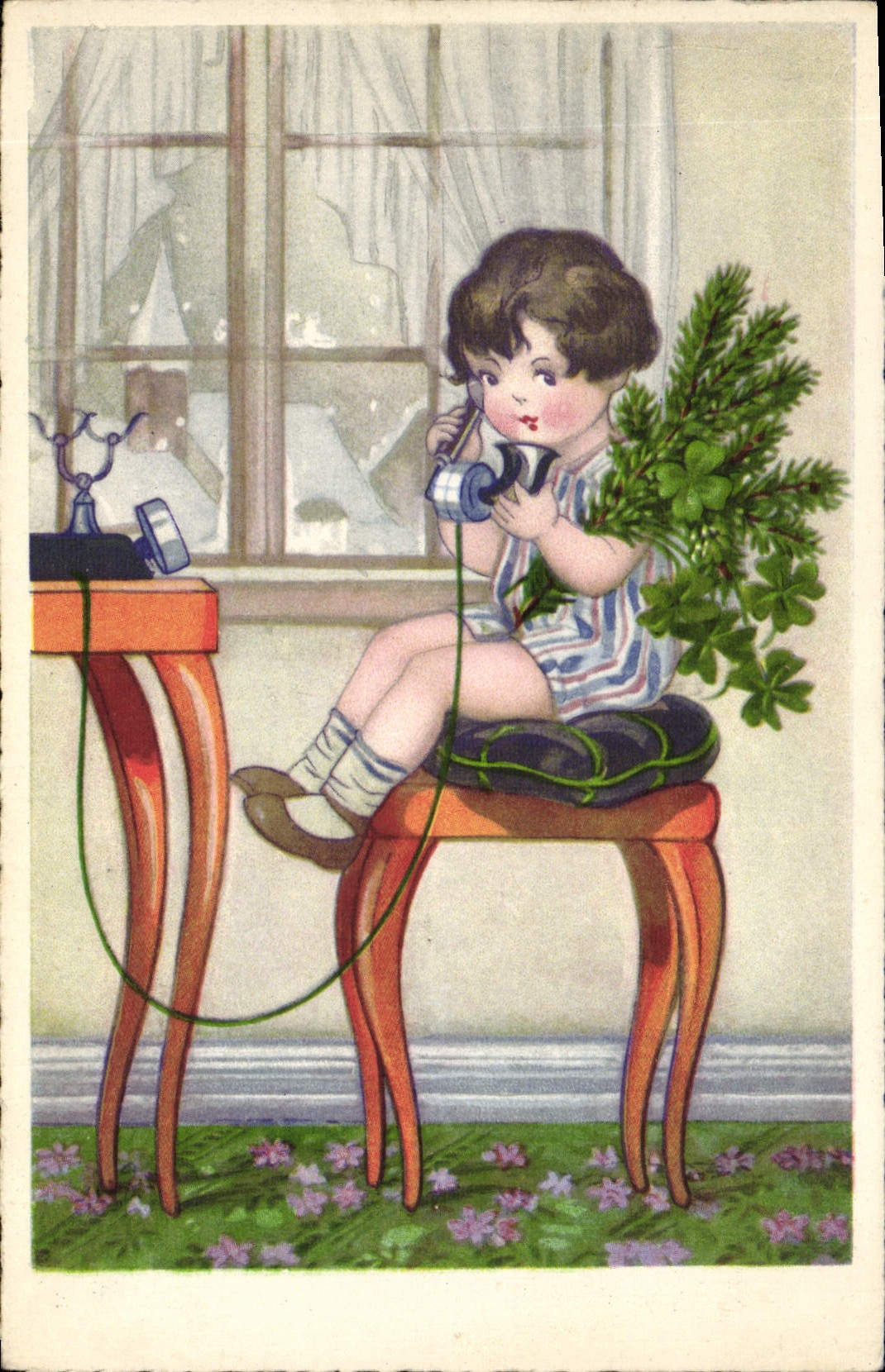 CPA Fantaisie Telephone Enfant
