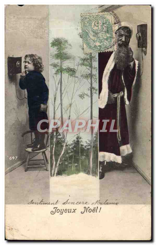 CPA Fantaisie Telephone Enfant Pere Noel