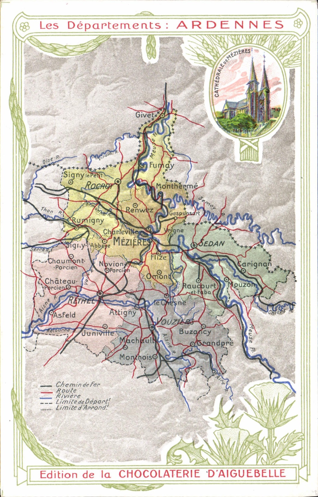 CPA Carte geographique Chocolaterie d'Aiguebelle Ardennes