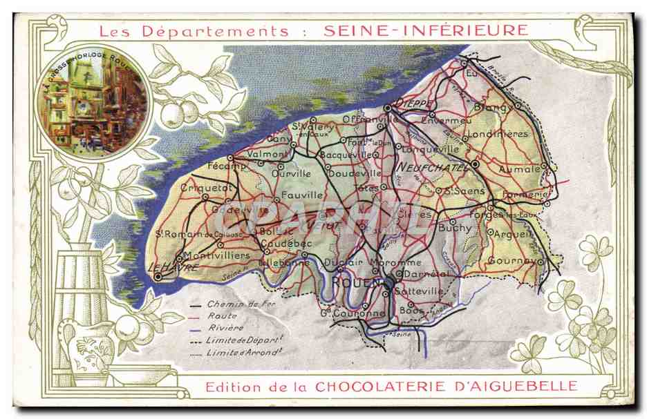 CPA Carte geographique Chocolaterie d'Aiguebelle Seine-Inferieure