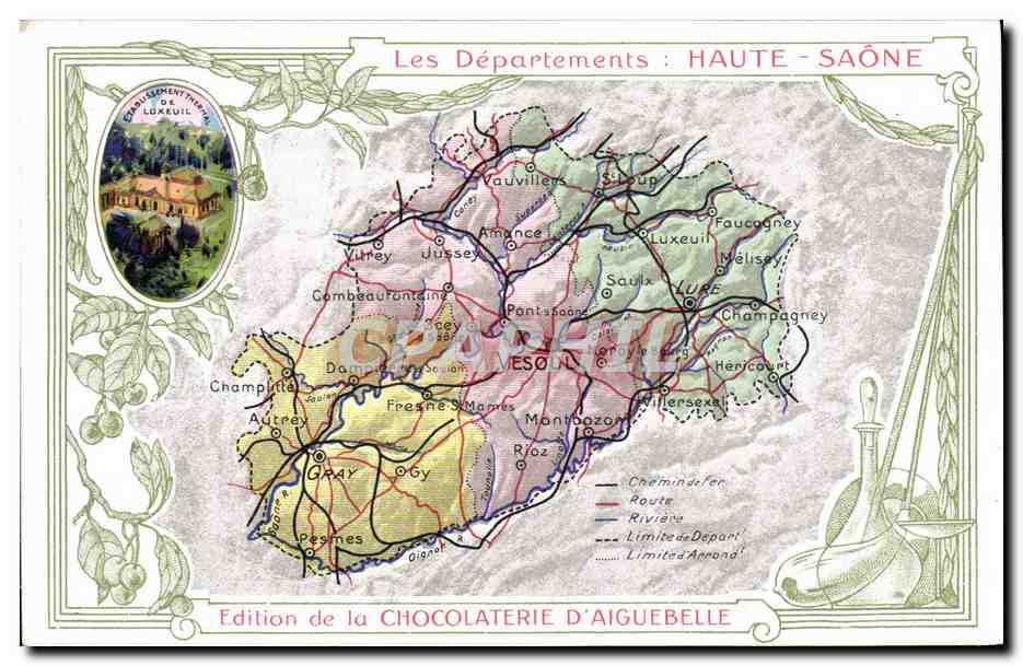CPA Carte geographique Chocolaterie d'Aiguebelle Haute-Saone Luxeuil