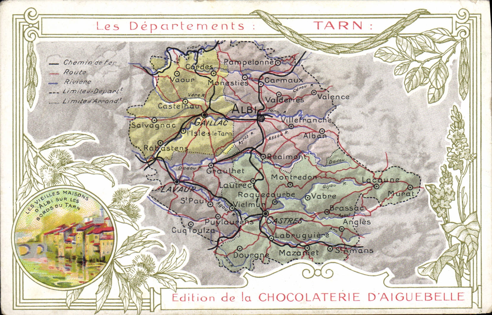 Die Departements: TARN — Karte des Departements Tarn — Edition der Schokoladenfabrik Aiguebelle