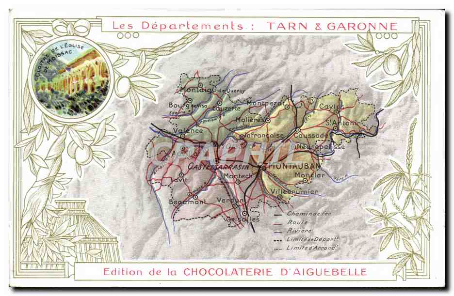 CPA Carte geographique Chocolaterie d'Aiguebelle Tarn et Garonne Moissac