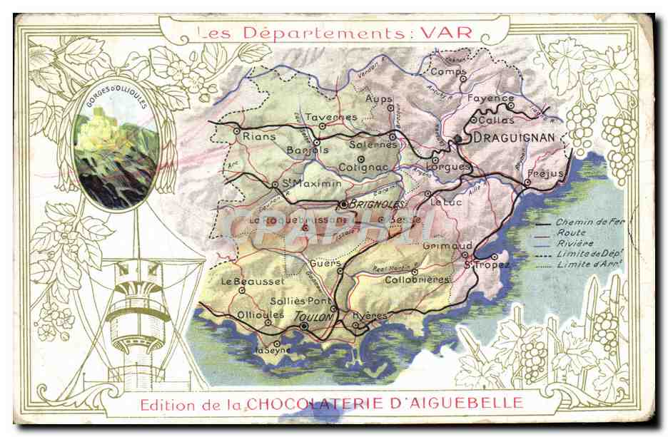 CPA Carte geographique Chocolaterie d'Aiguebelle Var