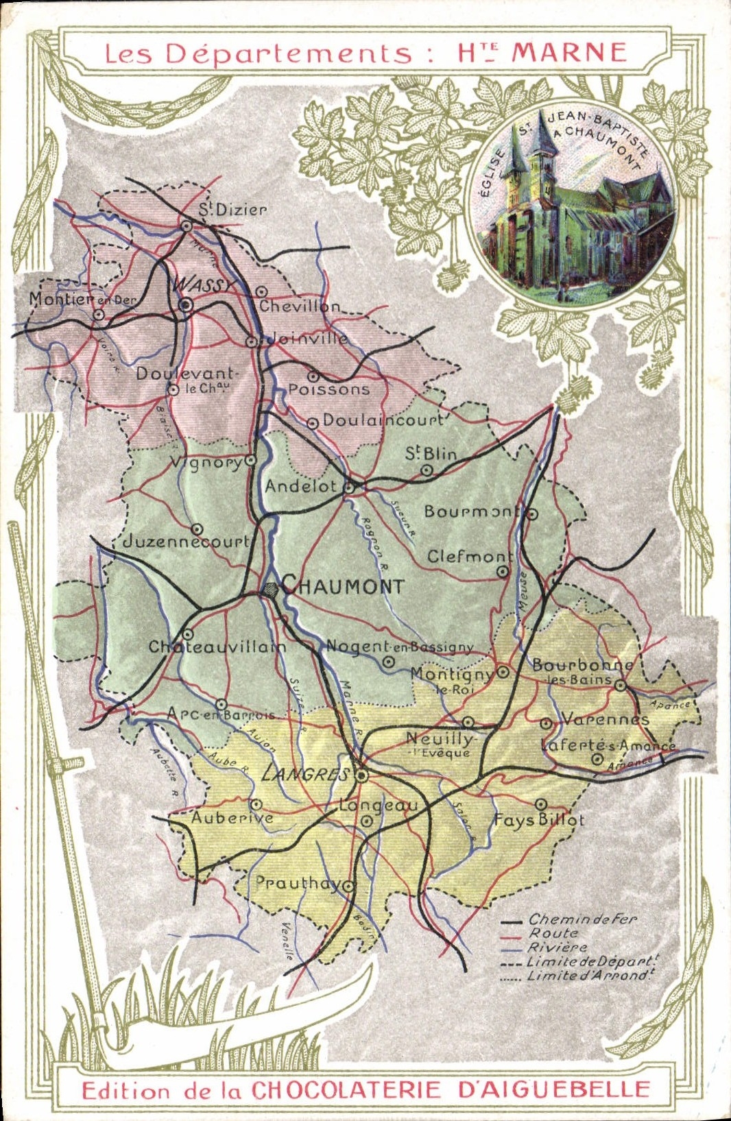 CPA Carte geographique Chocolaterie d'Aiguebelle Haute-Marne Chaumont