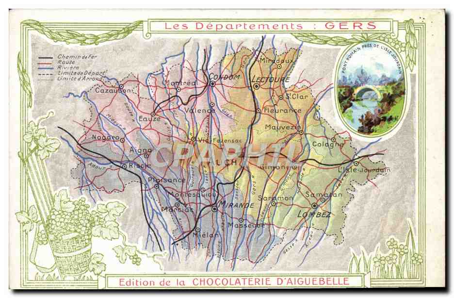 CPA Carte geographique Chocolaterie d'Aiguebelle Gers Isle Jourdain