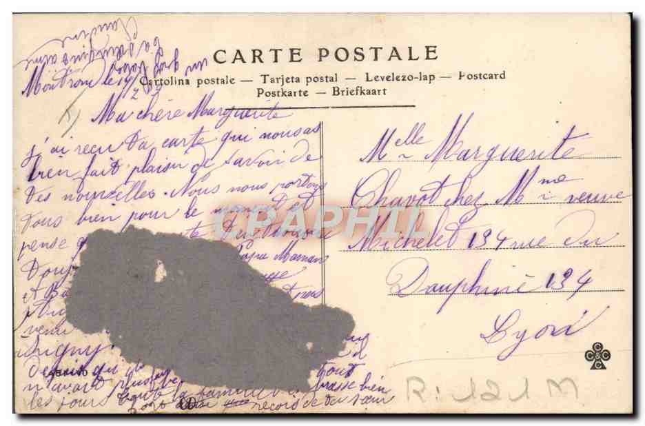 CPA Folklore Galant batelier  — Verso
