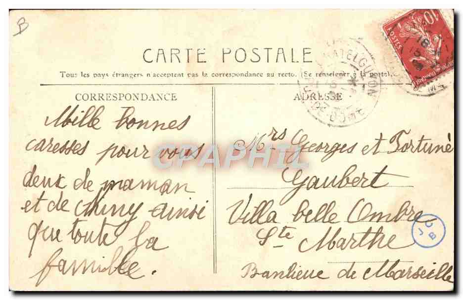 CPA Folklore Type de berger Chien  — Verso