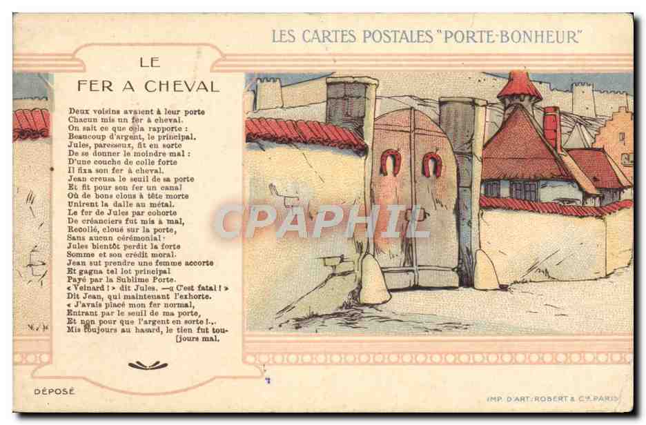 Le Fer à Cheval — Les Cartes Postales 'Porte-Bonheur' — Imp. d'Art Robert & Cie, Paris