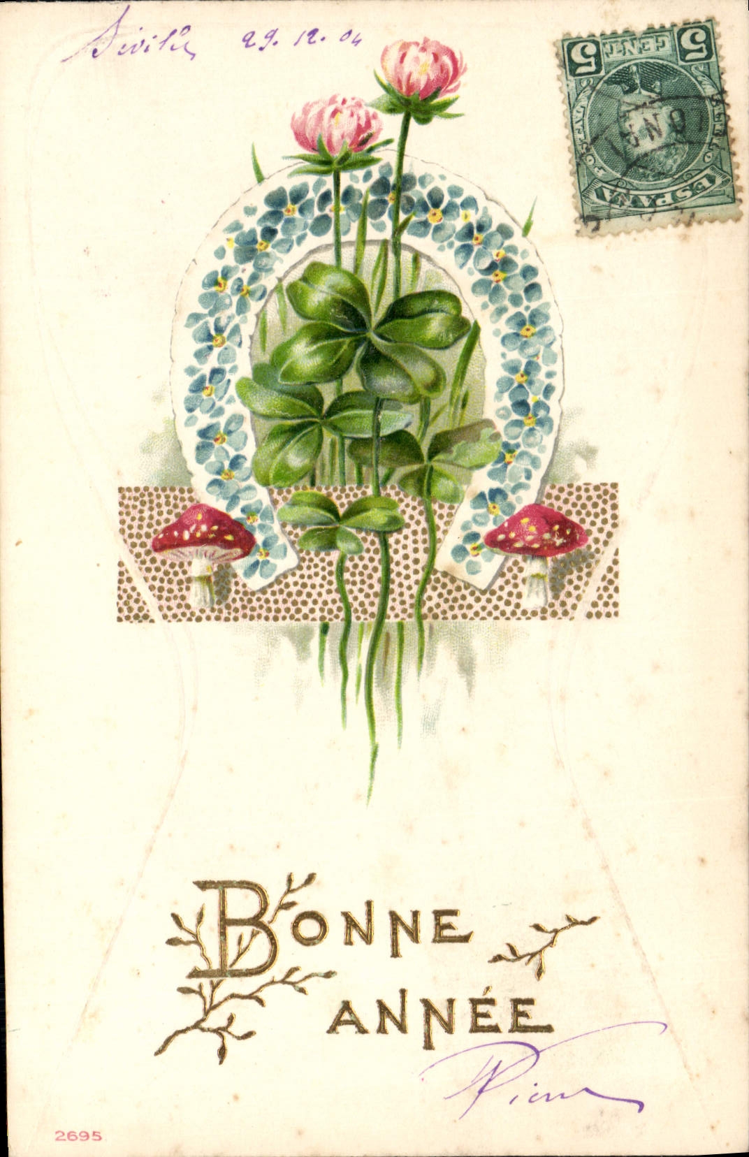 CPA Fantaisie Trefle Porte bonheur 