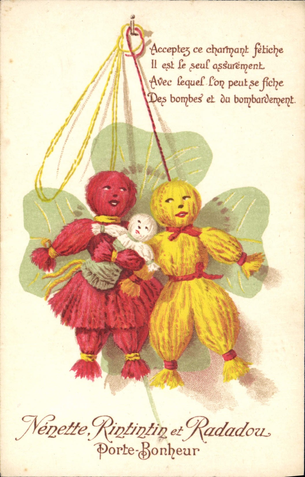 Nénénette, Rintintin et Radadou — Porte-Bonheur — R. et Cie, éditeurs de cartes postales, 21 rue Joubert, Paris