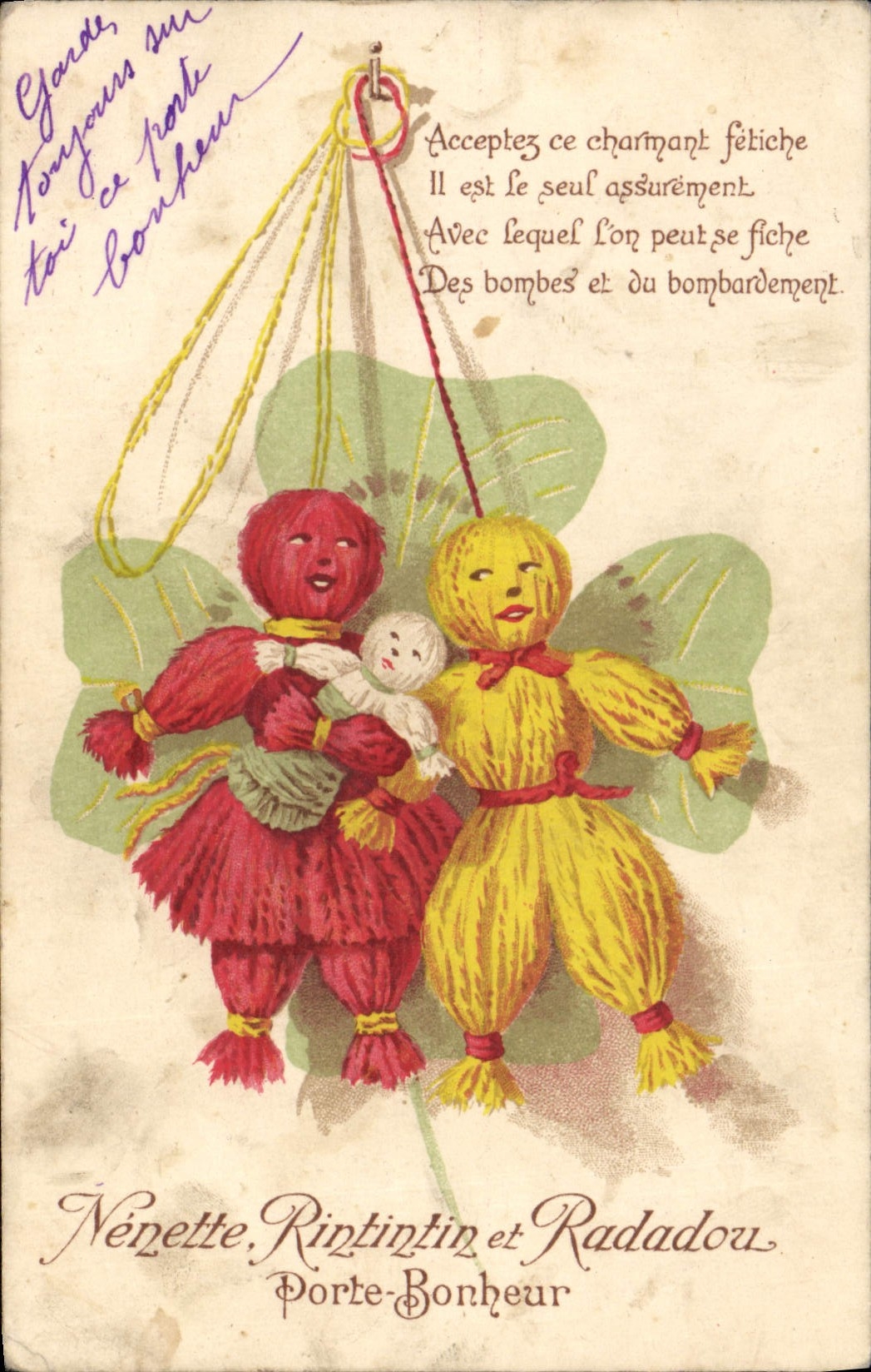 CPA Fantaisie Nenette Rintintin et Radadou Porte bonheur