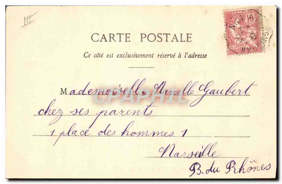 Tarjeta postal antigua Fantasía Mujer Puerta de la Suerte Número 13 — Reverso