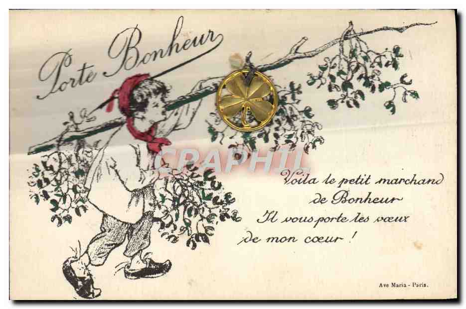 CPA Fantaisie Porte bonheur 