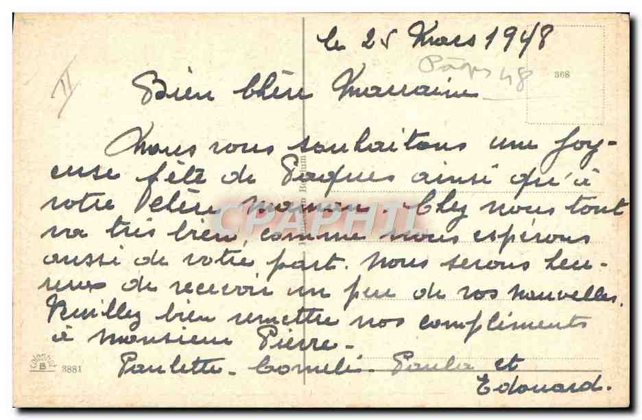 CPA Fantaisie Paques Poussin Coccinelle — Rückseite