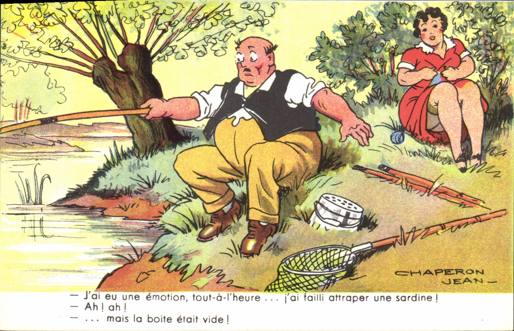 CPA Humour Peche Pecheur Jean Chaperon