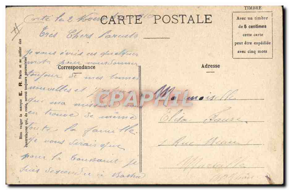 Extinction des feux — Scènes militaires — E. R., Paris — Modèle déposé n° 14877 — Reverso