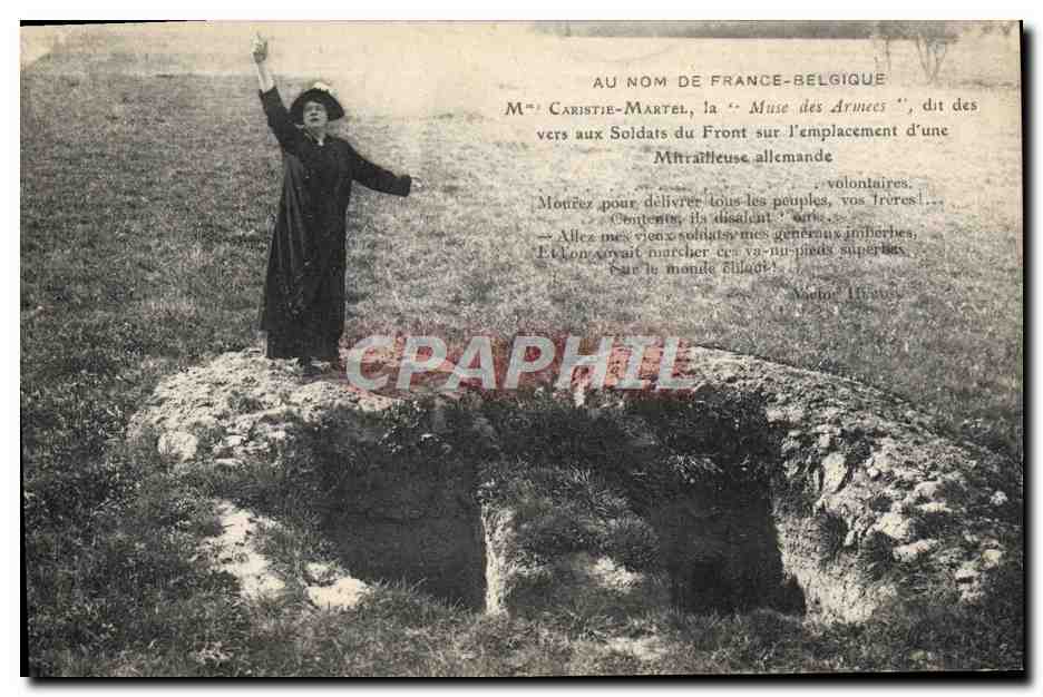 CPA Militaria Au nom de France Belgique Mme Christie Martel La Muse des armees 