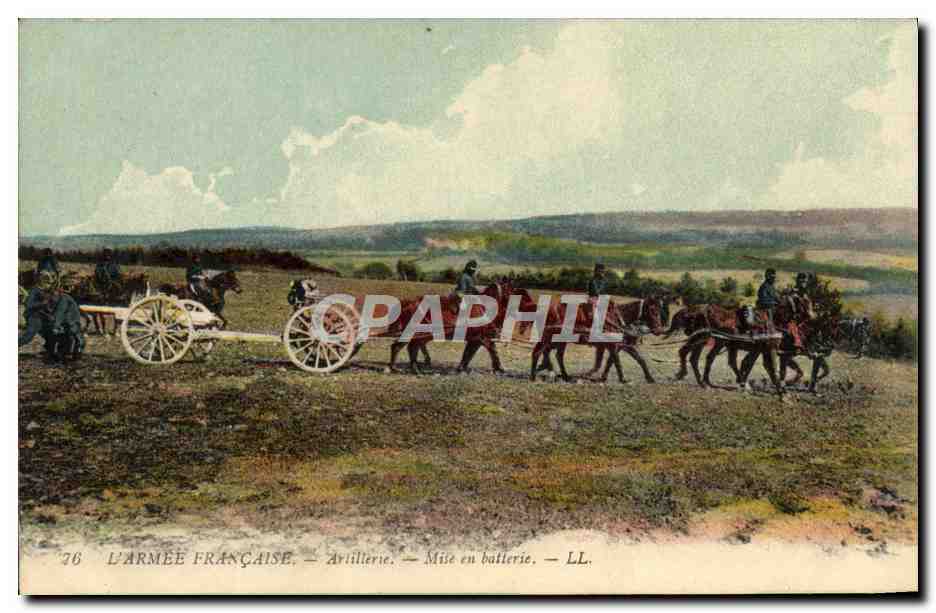 CPA Militaria Artillerie Mise en batterie 