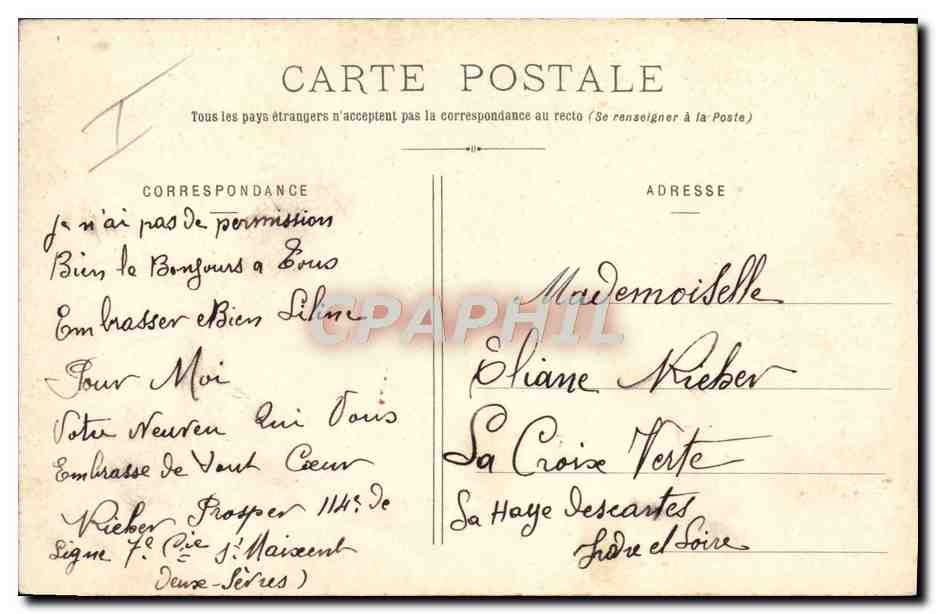 CPA Militaria Saint Maixent 114eme d'infanterie Tambours et clairons en peid  — Rückseite