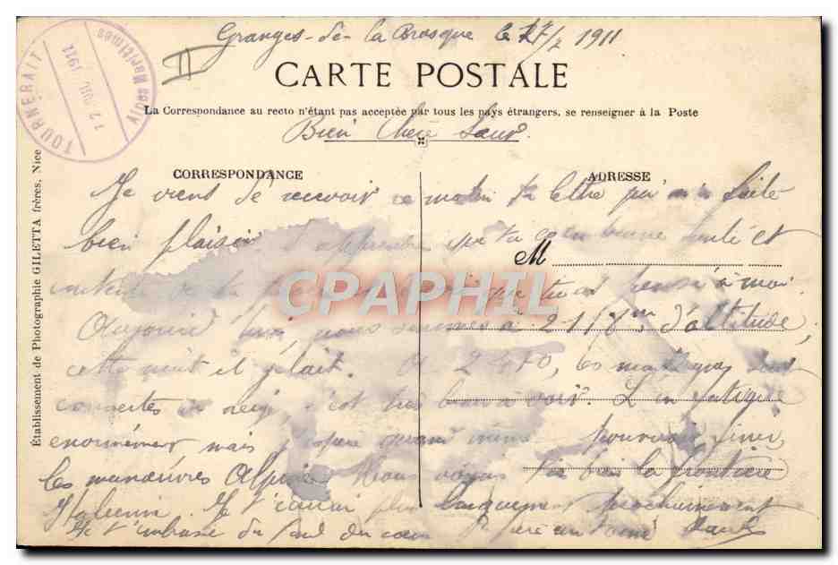 CPA Militaria Groupe d'infanterie dans les Alpes Velo Cycle  — Verso