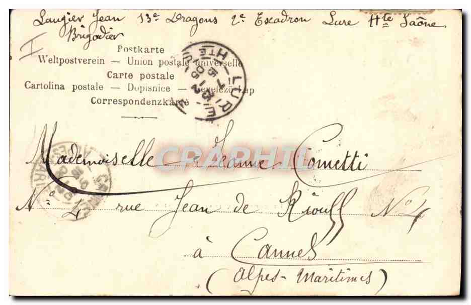 CPA Militaria 13eme Dragons francais en manoeuvres  — Rückseite