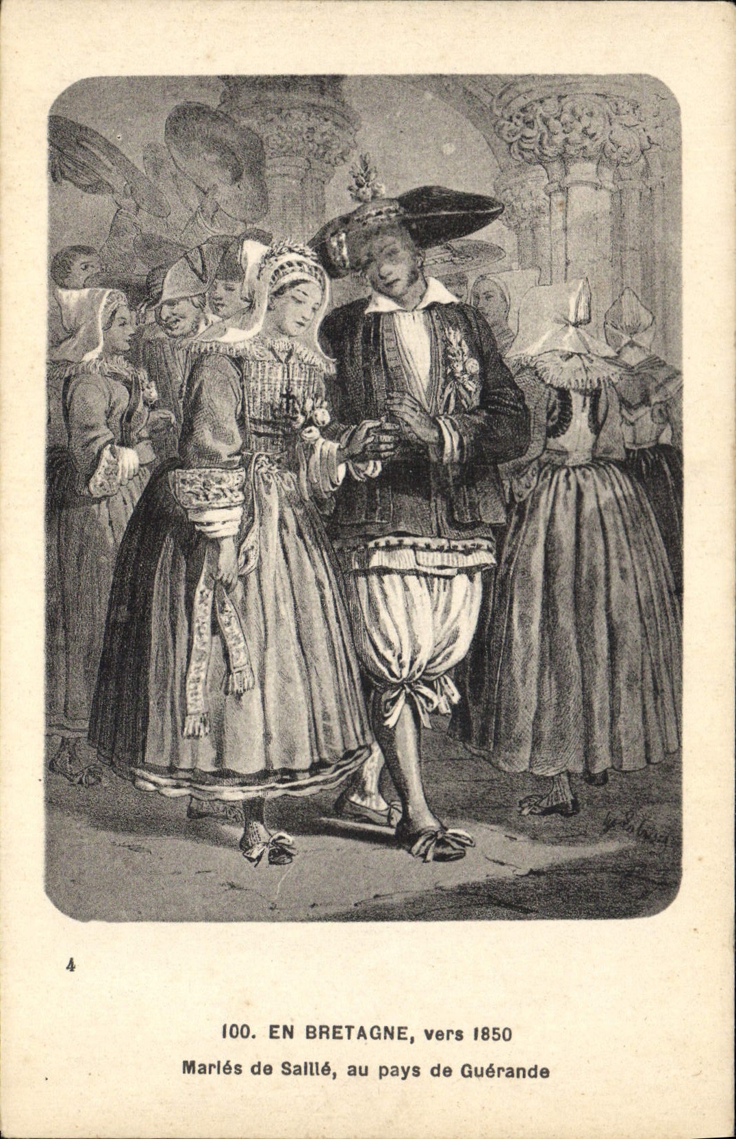 CPA Folklore Bretagne vers 1850 Maries de Saille au pays de Guerande