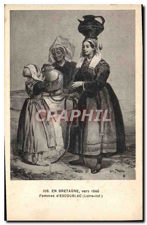 CPA Folklore Bretagne vers 1840 Femmes d'Escoublac 