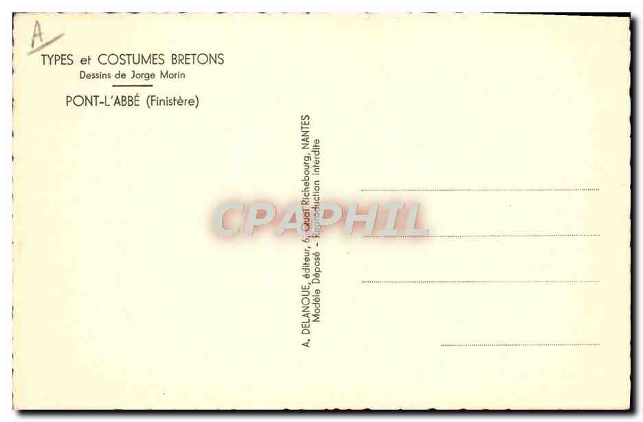 CPA Folklore Jorge Marin Pont L'Abbe Dentelieres  — Verso