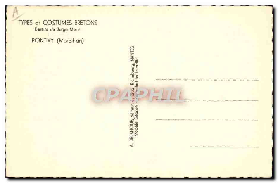 CPA Folklore Jorge Marin Pontivy  — Verso
