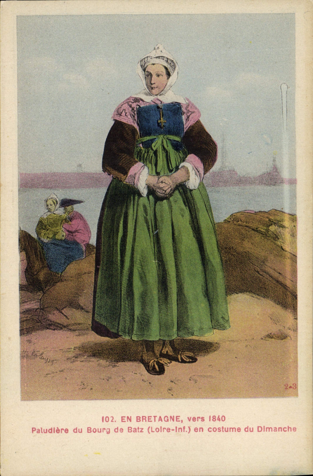 CPA Folklore En Bretagne vers 1840 Paludiere du Bourg de Batz en costume du dimanche 
