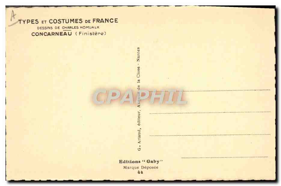 CPA Folklore Charles Homualk Concarneau Vieux loup de mer — Verso