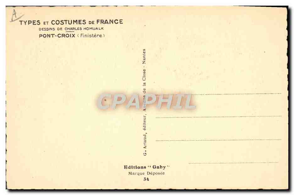 CPA Folklore Charles Homualk Pont Croix — Verso