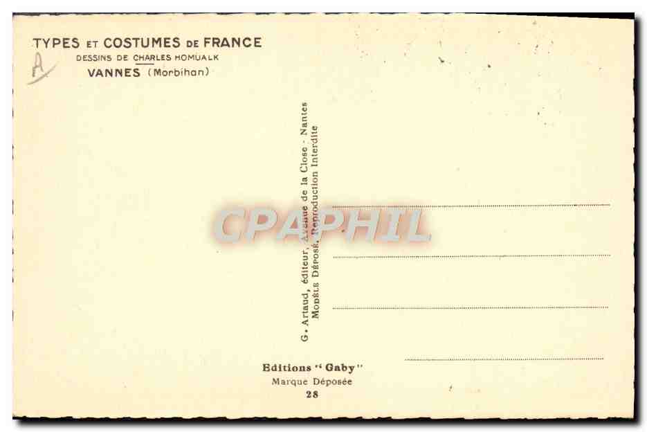 CPA Folklore Charles Homualk Vannes Marche de Vannes — Verso