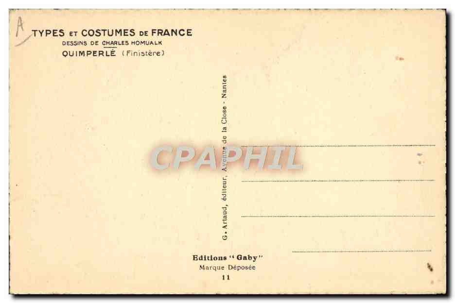 CPA Folklore Charles Homualk Quimperle — Verso