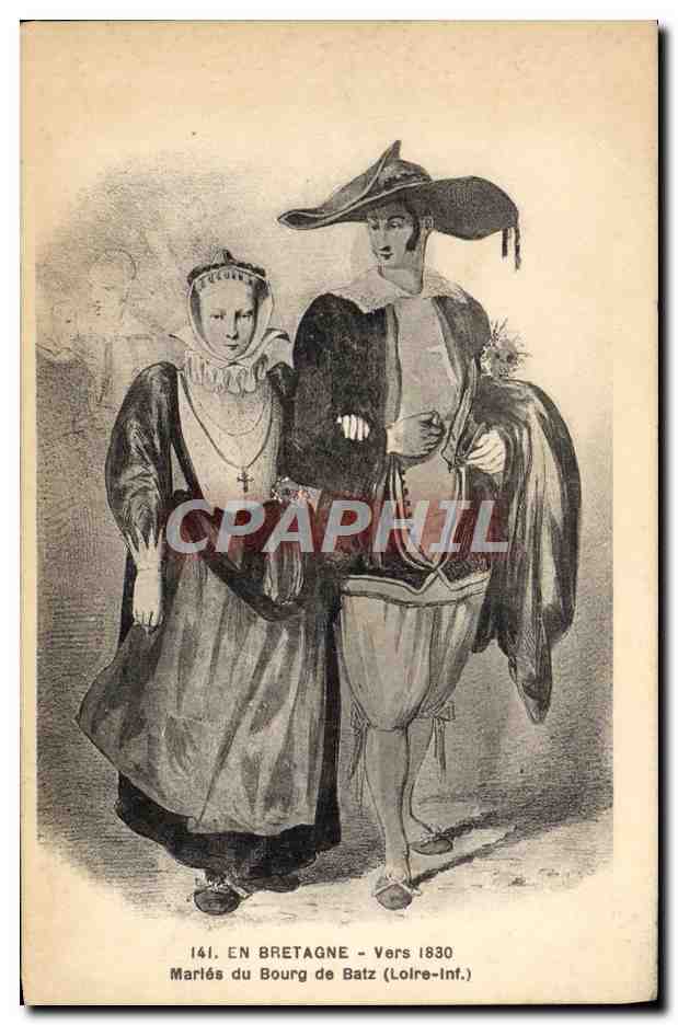 CPA Folklore En Bretagne vers 1830 Maries du Bourg de Batz