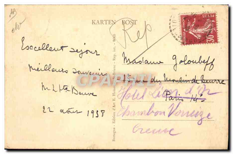 CPA Folklore Bretagne La vieille Jeannic Filandiere et conteuse de legendes  — Verso