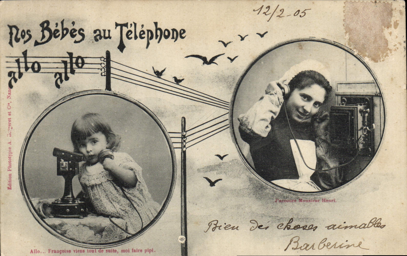 CPA Fantaisie Telephone Enfants