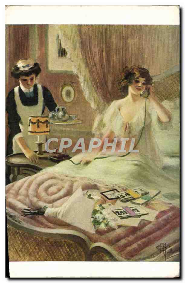CPA Fantaisie Telephone Guillaume Au reveil