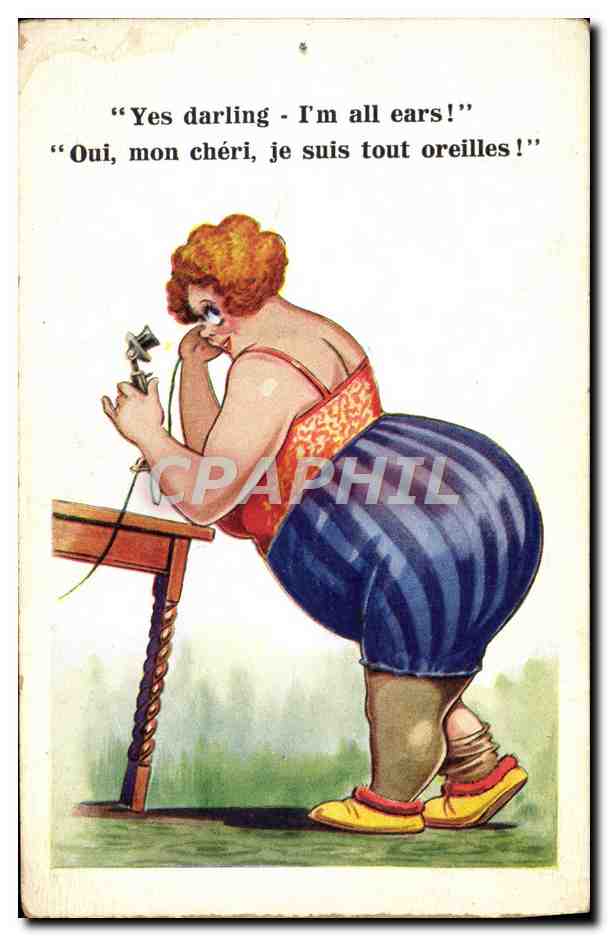 CPA Fantaisie Telephone Femme