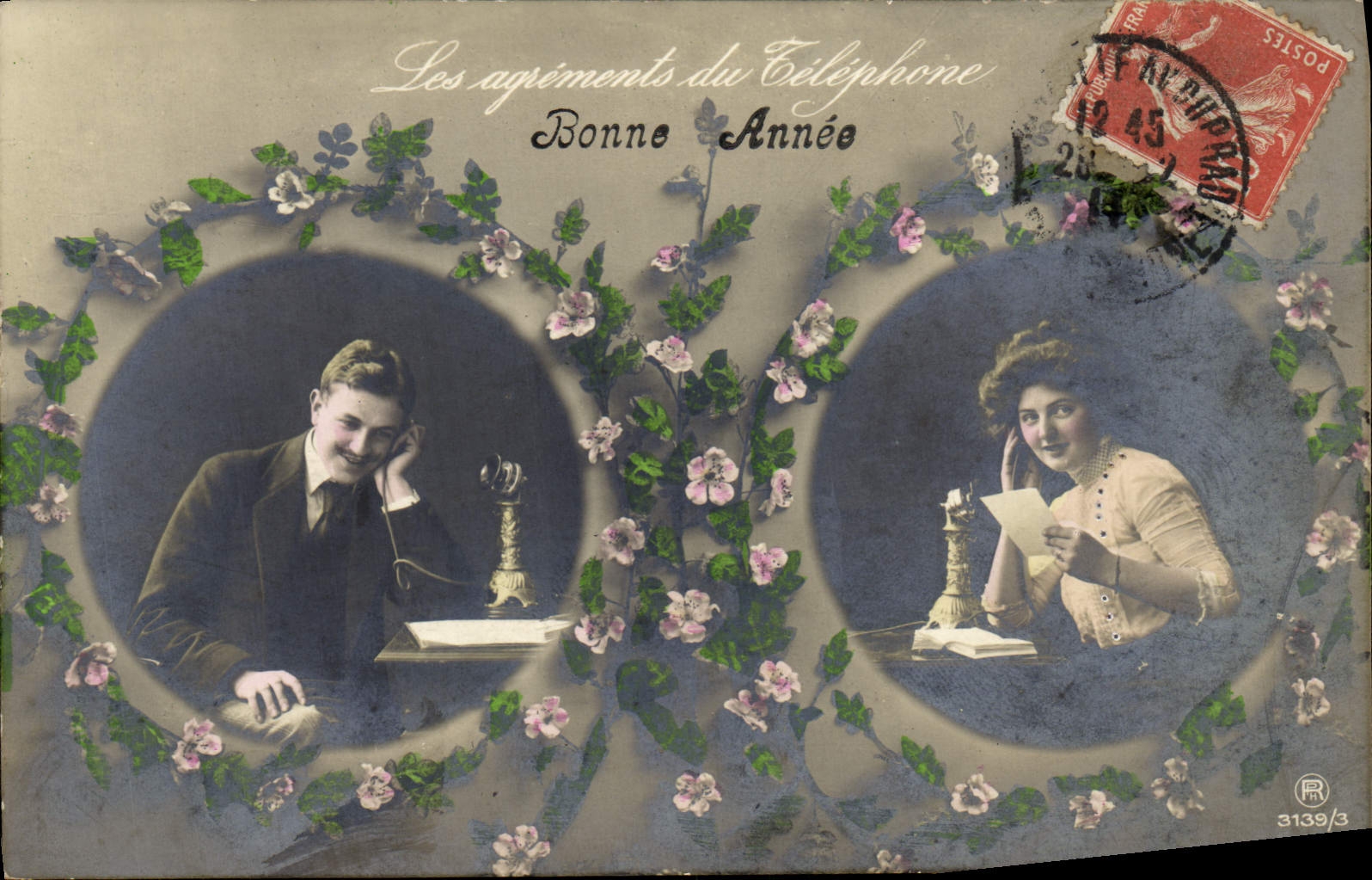 CPA Fantaisie Telephone Homme Femme