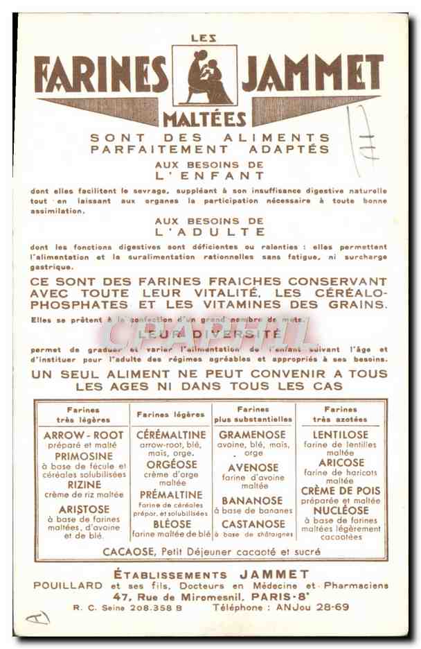 CPA Folklore Farines Jammet La Savoie — Verso