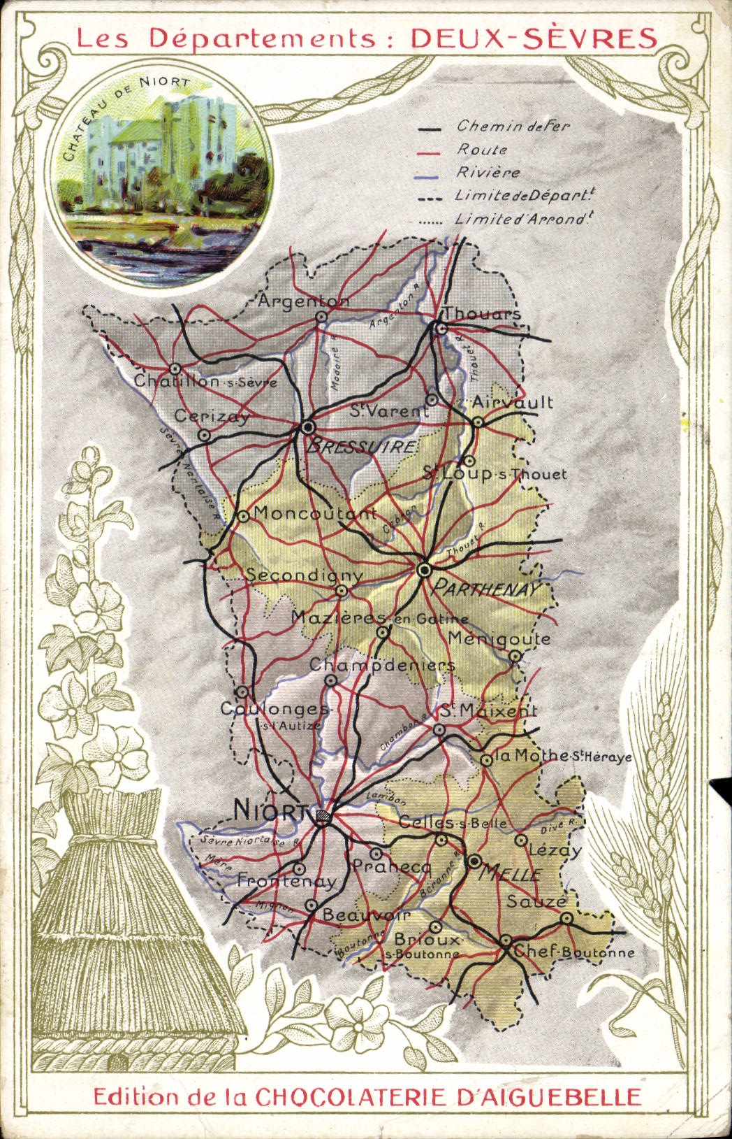 CPA Carte geographique Chocolaterie d'Aiguebelle Deux Sevres