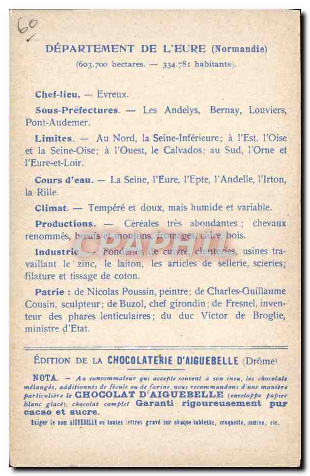 Les Départements : EURE — Édition de la CHOCOLATERIE D'AIGUEBELLE — Reverso