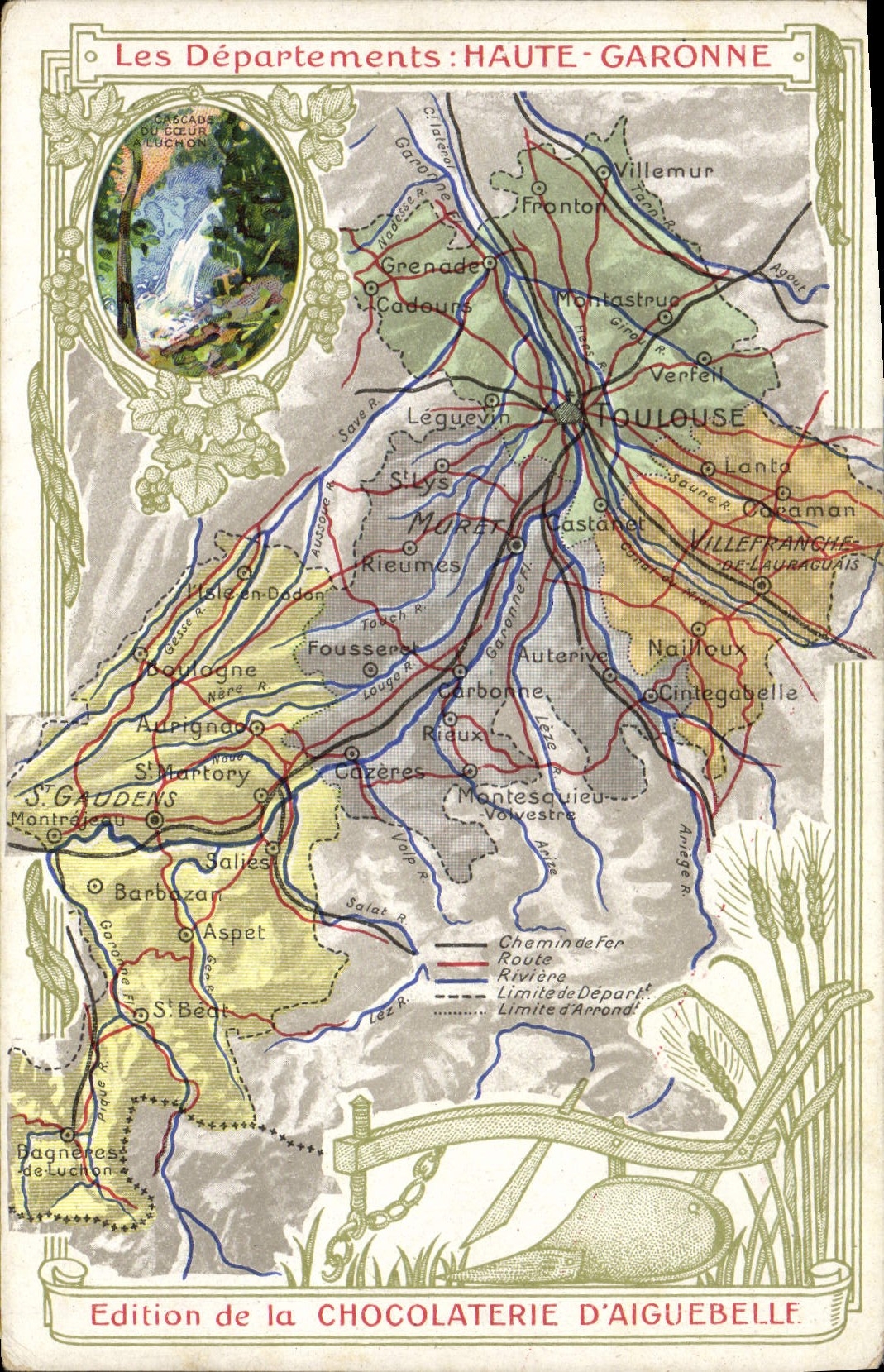 Haute-Garonne — Carte géographique et descriptive — Édition de la Chocolaterie d'Aiguebelle