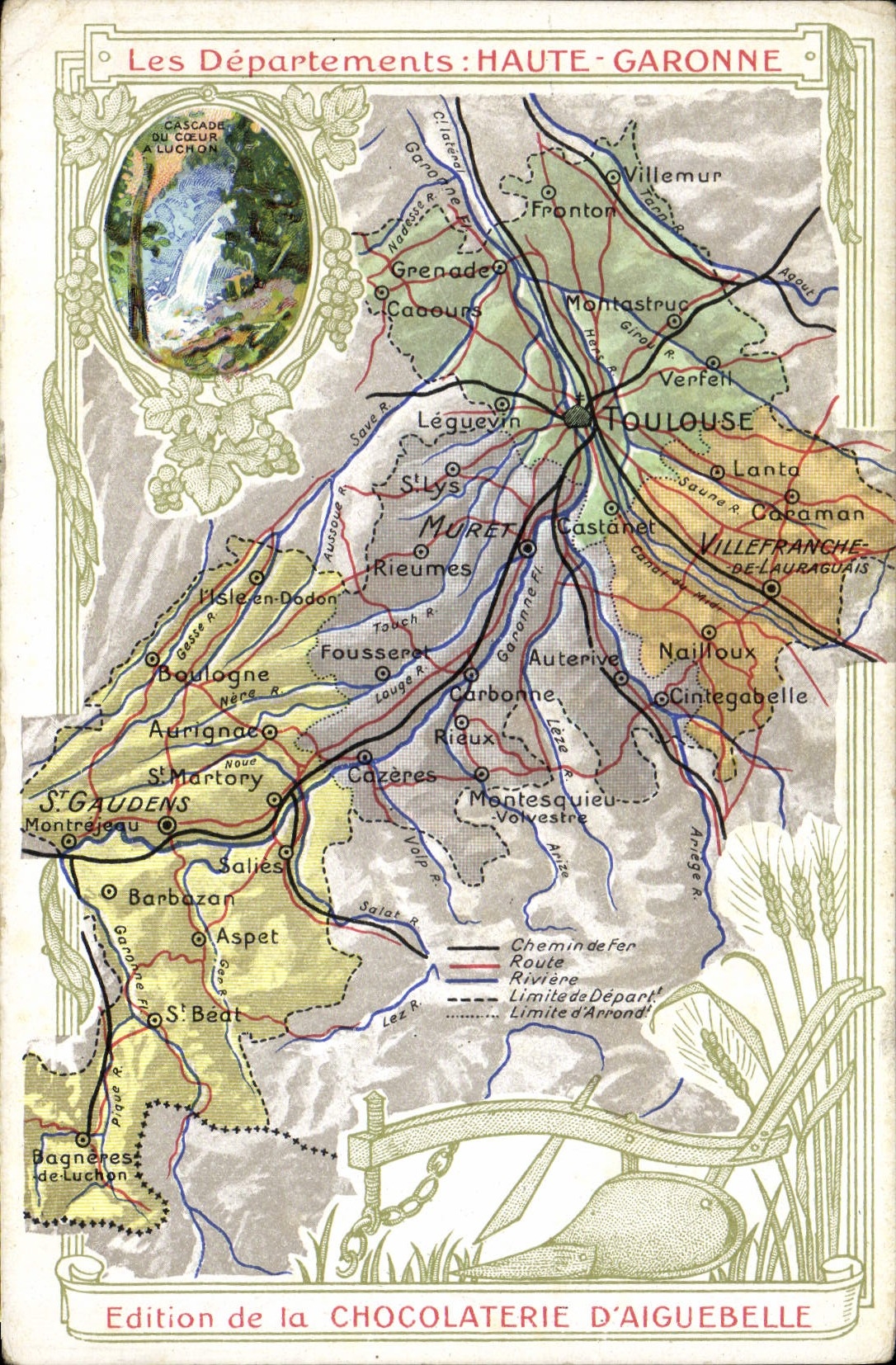 Haute-Garonne — carte géographique et descriptive — Édition de la Chocolaterie d'Aiguebelle
