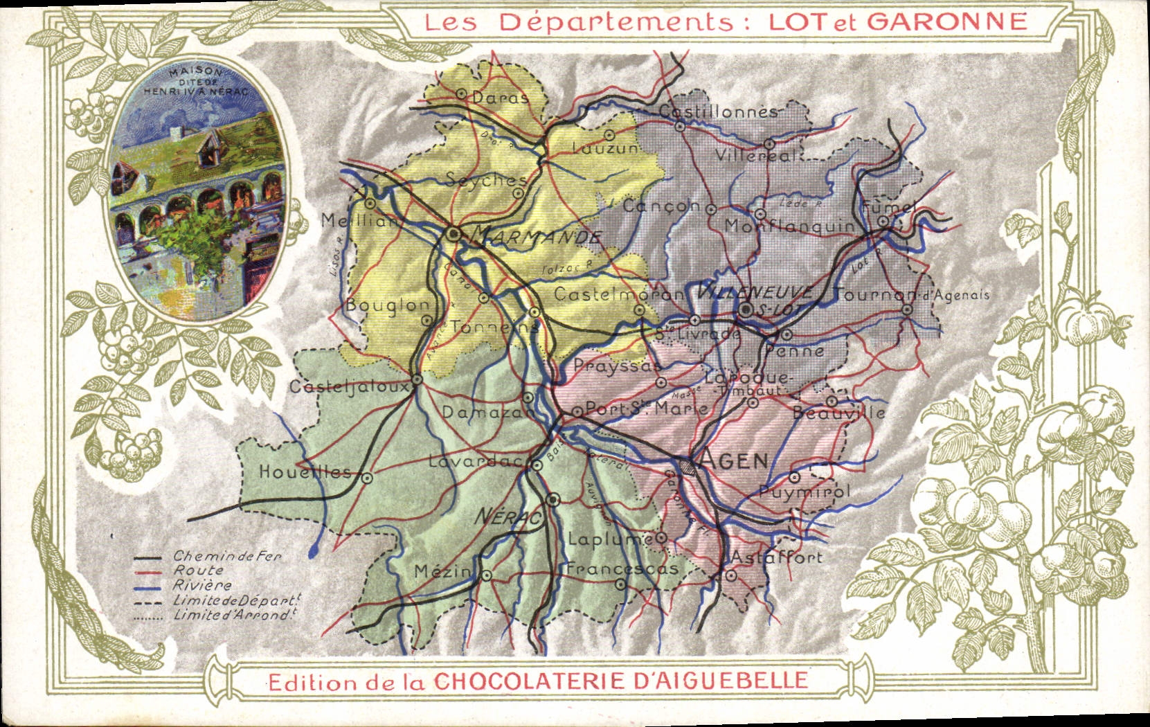 Les Départements : LOT et GARONNE — Edition de la CHOCOLATERIE D'AIGUEBELLE