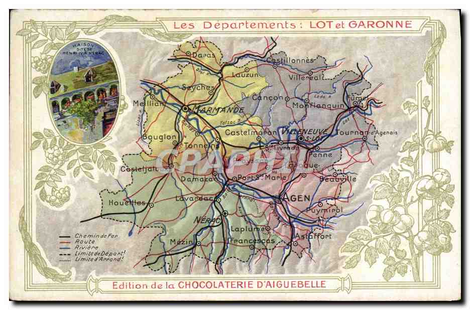 Les Départements : LOT et GARONNE — Edition de la CHOCOLATERIE D'AIGUEBELLE