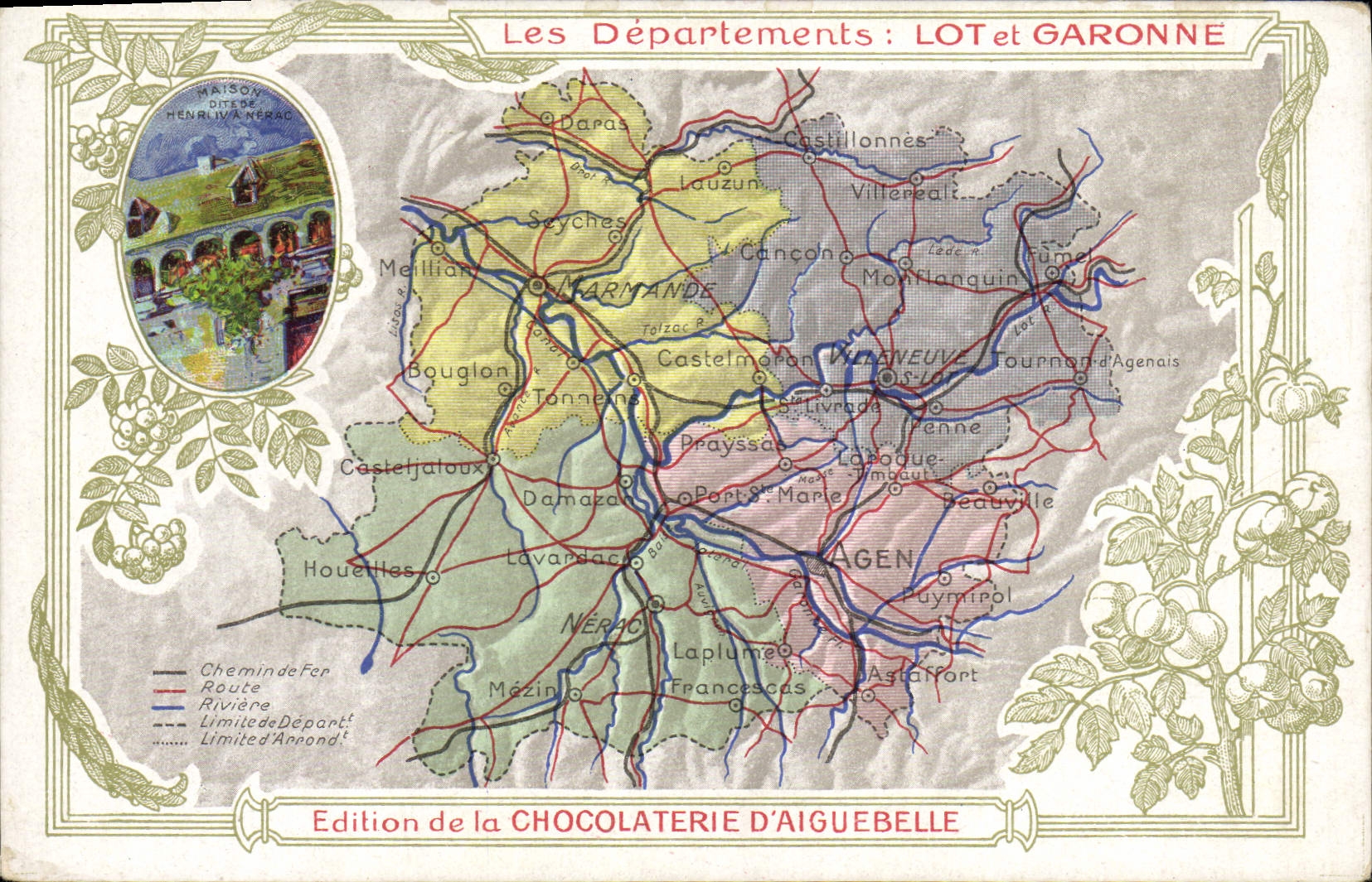 Lot-et-Garonne — Carte géographique et descriptive — Édition de la Chocolaterie d'Aiguebelle