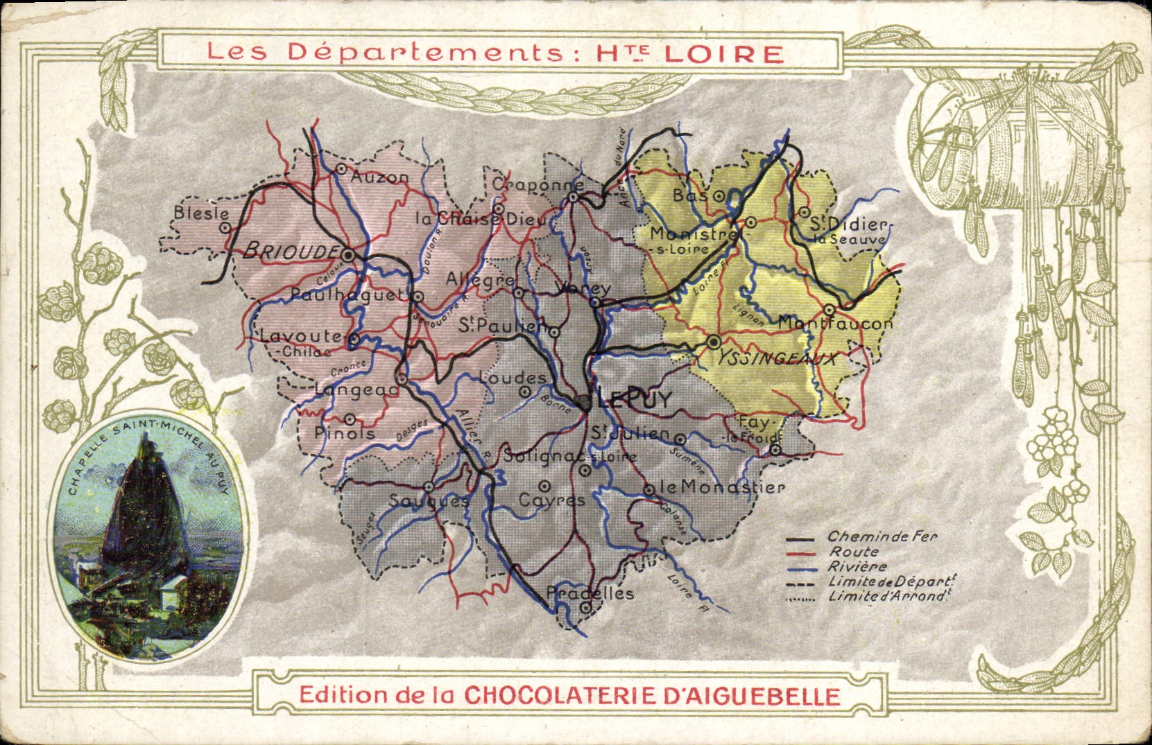 Haute-Loire — Carte des départements — Édition de la Chocolaterie d'Aiguebelle